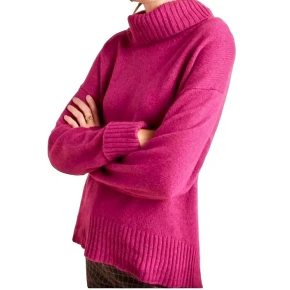 By Anthropologie Blair turtleneck tunic sweater small pink berry oversized